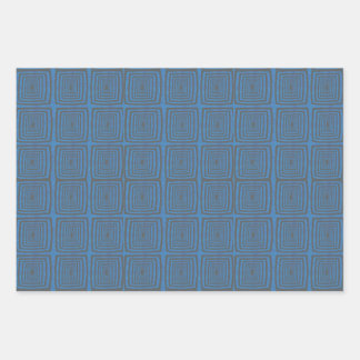 Concentric Wavy Squares on a mottled blue paintbox Geschenkpapier Set