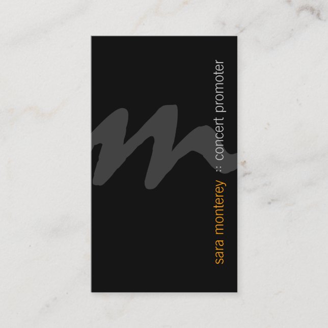 Concert Promoter Entertainment BoldScript Monogram Visitenkarte (Vorderseite)