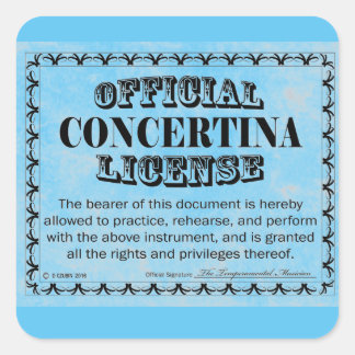 Concertina License Square Aufkleber
