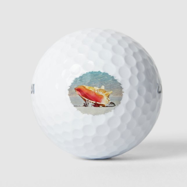 Conch am Beach Keramik Tile Desk Organisator Sho Golfball (Vorderseite)