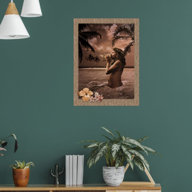 Conch Blowed Poster mit Ausklapprahmen (Wohnzimmer 1)