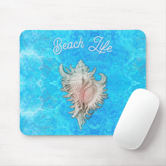 Conch Muschel "Beach Life" Mousepad (Mit Mouse)