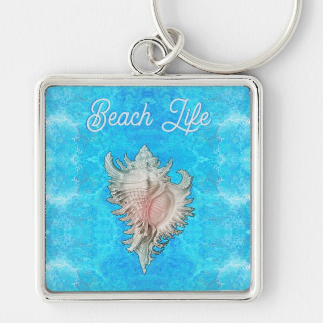 Conch Muschel "Beach Life" Schlüsselanhänger (Vorne)