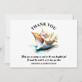 Conch Muschel irisierender Strand Muscheln nautisc Dankeskarte