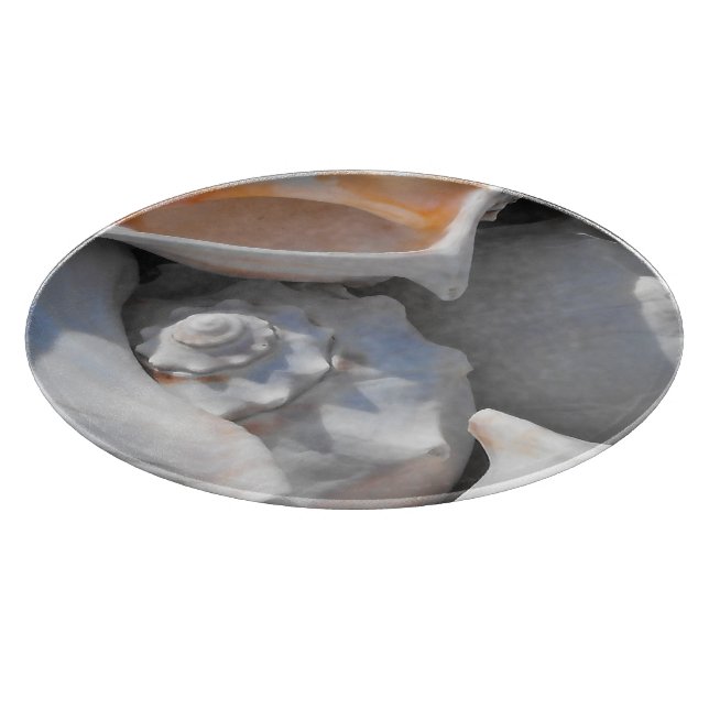 Conch-Muscheln schließen Schneidebrett (Ecke)