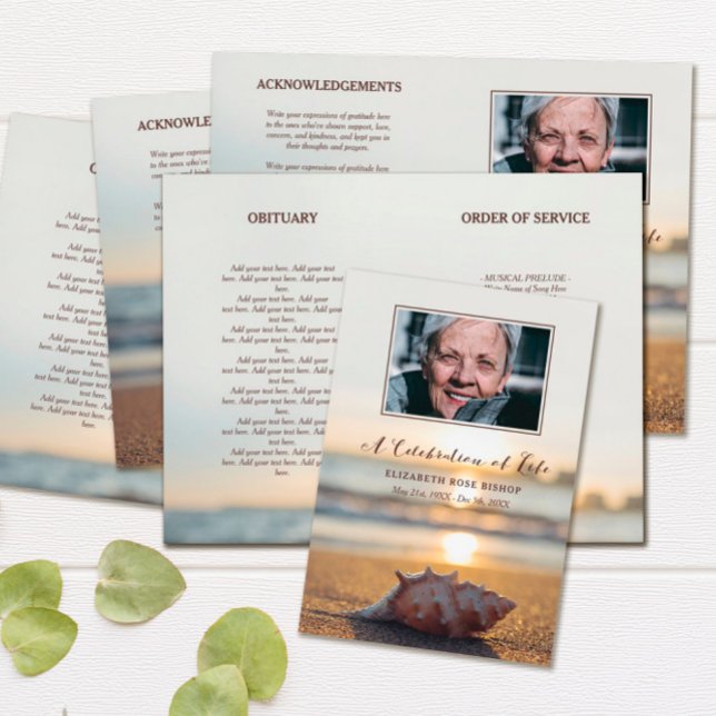 Conch on Beach Celebration of Life Funeral Program (Von Creator hochgeladen)