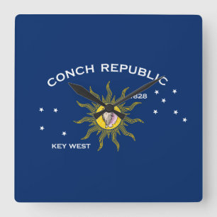 Conch Republic Flag Key West Florida Quadratische Wanduhr