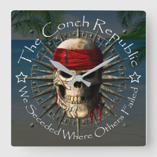 Conch Republic we Secedral Quadratische Wanduhr