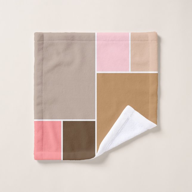 Conch Seashell Color Blocks Badhandtuch Set (Waschlappen)