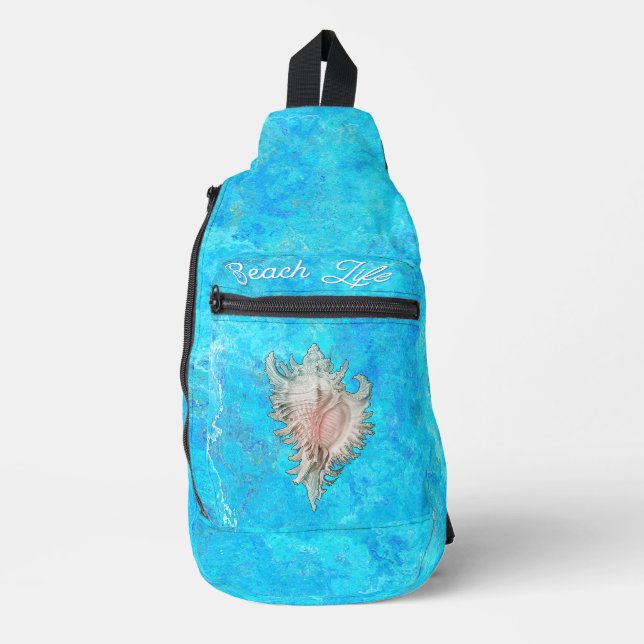 Conch Shell "Beach Life"  Crossbody Bag (Vorderseite)