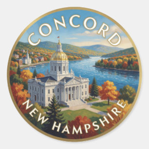 Concord New Hampshire Golden Dome Reise Kunst Runder Aufkleber