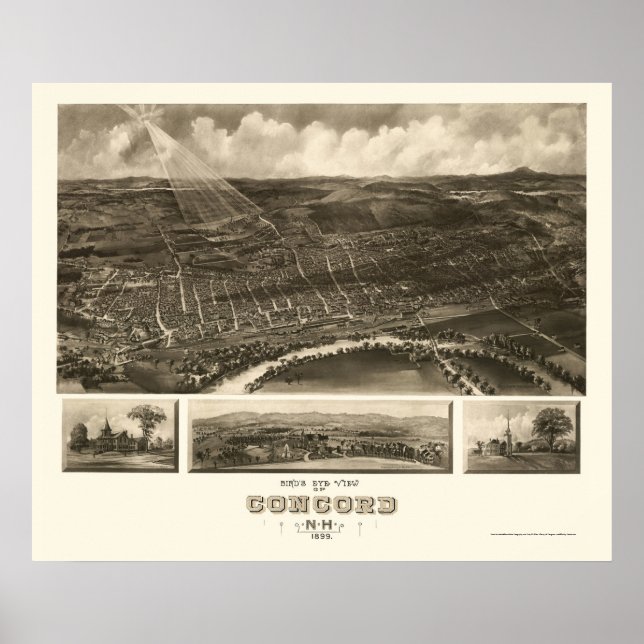 Concord, NH Panoramic Map - 1899 Poster (Vorne)