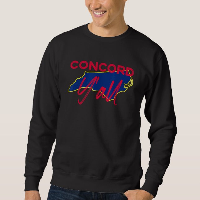 Concord North Carolina Yall Nc Pride Staat Karte Sweatshirt (Vorderseite)