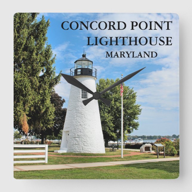 Concord Point Lighthouse, Maryland Wall Clock Quadratische Wanduhr (Vorderseite)