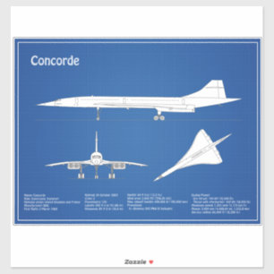 Concorde - Flugzeugkonzeption Zeichnend Pläne ABD Aufkleber