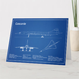 Concorde - Flugzeugkonzeption Zeichnend Pläne AD Dankeskarte