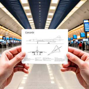 Concorde - Flugzeugkonzeption Zeichnend Pläne BD Postkarte