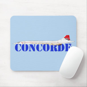 Concorde-Jet mit fettem blauem Text Mousepad