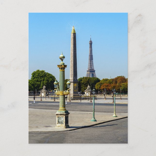 Concorde Luxor Obelisk und Eiffelturm - Paris Postkarte (Vorderseite)