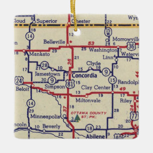 Concordia KS Vintage Karte Keramikornament