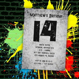 Concrete Grunge Teen Boys Birthday Party Einladung
