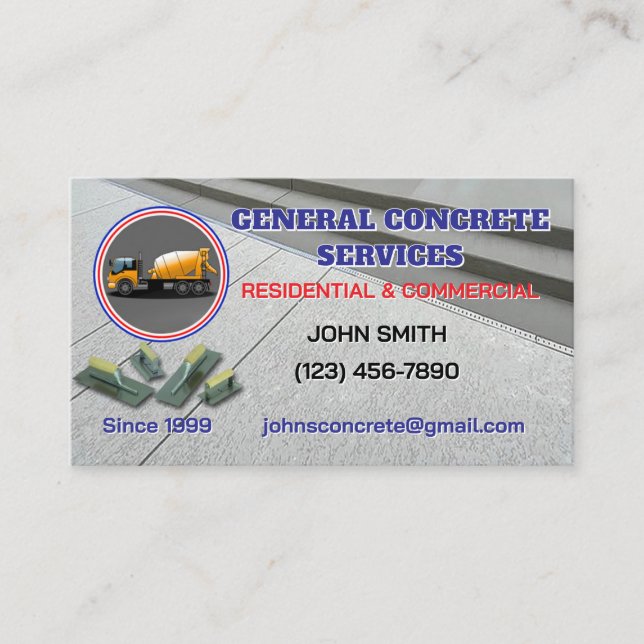 Concrete Service Business Card Visitenkarte (Vorderseite)