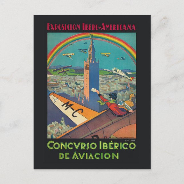 Concurso Iberico de Aviacion Vintage Poster 1929 Postkarte (Vorderseite)