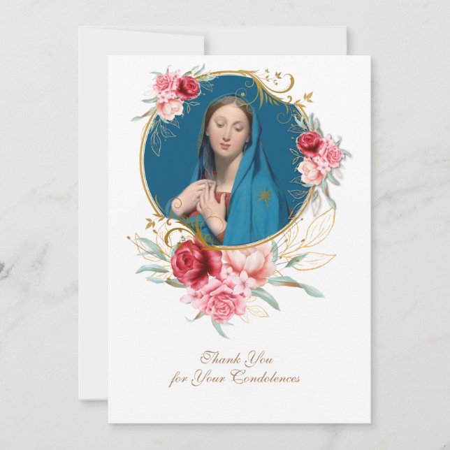 Condolence Beileid Vielen Dank Katholische Maria Dankeskarte (Vorderseite)