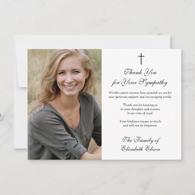 Condolence Beileid Wertschätzung Foto Cross Dankeskarte (Vorderseite)