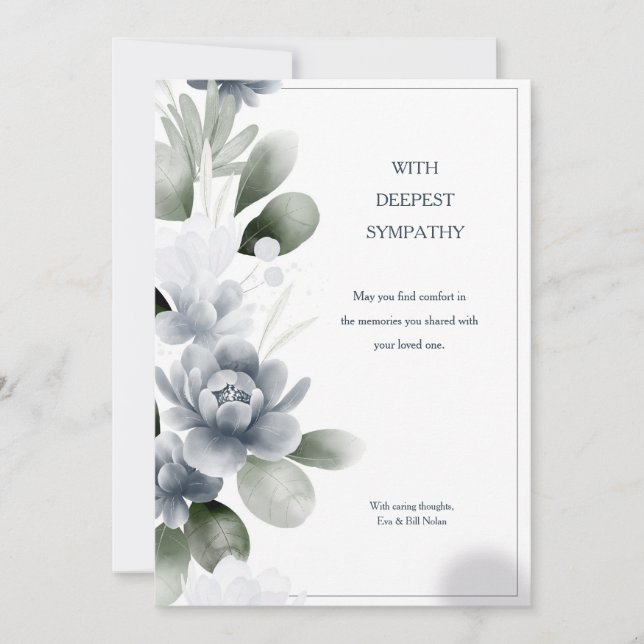 Condolence Watercolor Floral Sympathy Card Einladung (Vorderseite)
