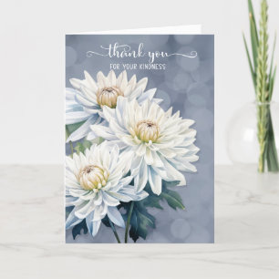 Condolence White Chrysanthemums on Blue Dankeskarte