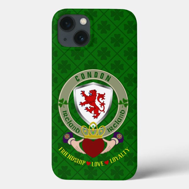 Condon Irish Shield & Claddagh Personalisiert Case-Mate iPhone Hülle (Rückseite)