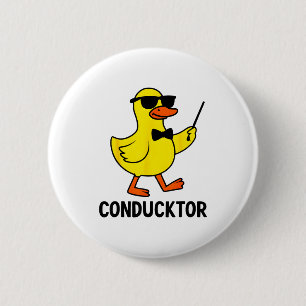 Conducktor Lustige Enten Musik Wortspiel Orchester Button