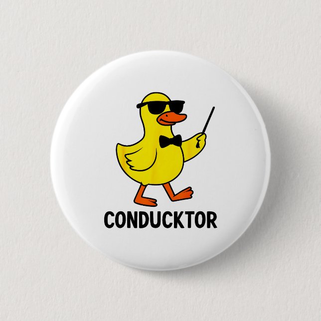 Conducktor Lustige Enten Musik Wortspiel Orchester Button (Vorderseite)