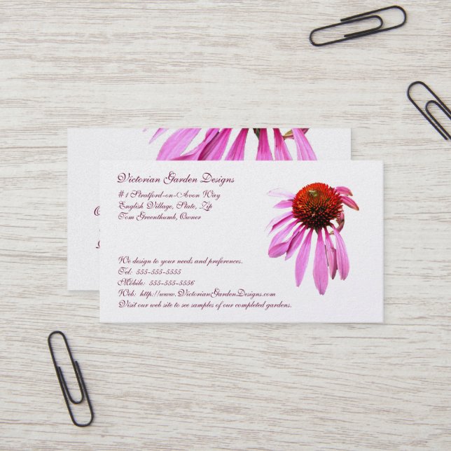 Cone Blume Business Card Visitenkarte (Vorderseite/Rückseite Beispiel)