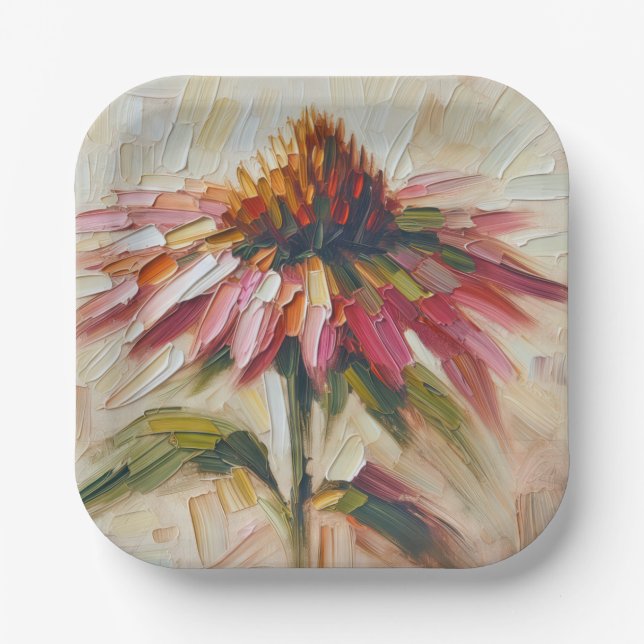 Cone-Blume Impasto-Malerei Pappteller (Vorderseite)