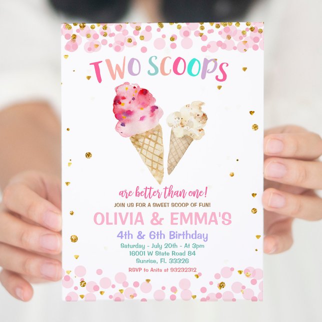 Cone Ice Cream Joint Birthday Party Einladung (Von Creator hochgeladen)