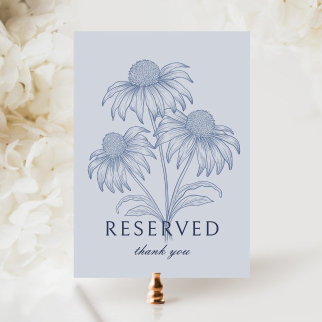 Coneflower Dusty Blue Wedding Reservierte Card Sig Einladung (Von Creator hochgeladen)