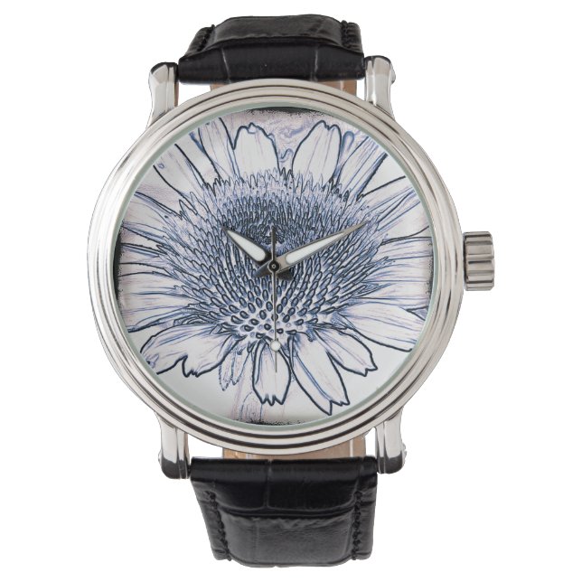 Coneflower Sketch Armbanduhr (Vorderseite)