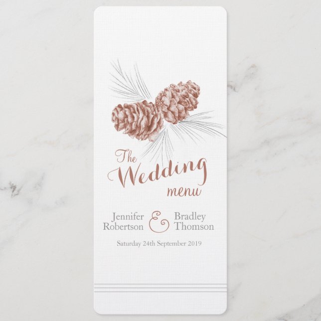 Cones braunes Wintermenü Menükarte (Vorderseite)