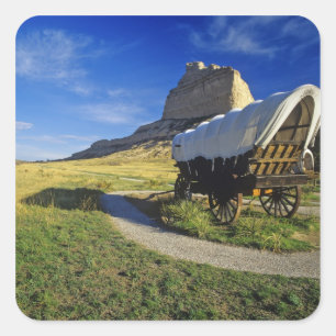 Conestoga-Wagen bei Scottsbluff National Quadratischer Aufkleber
