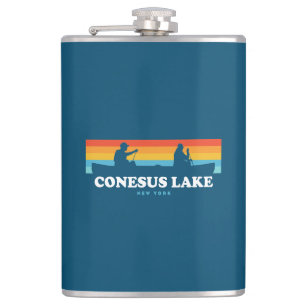 Conesus Lake New York Canoe Flachmann