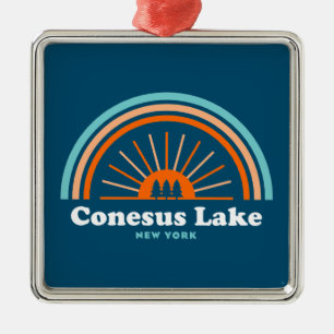 Conesus Lake New York Rainbow Ornament Aus Metall