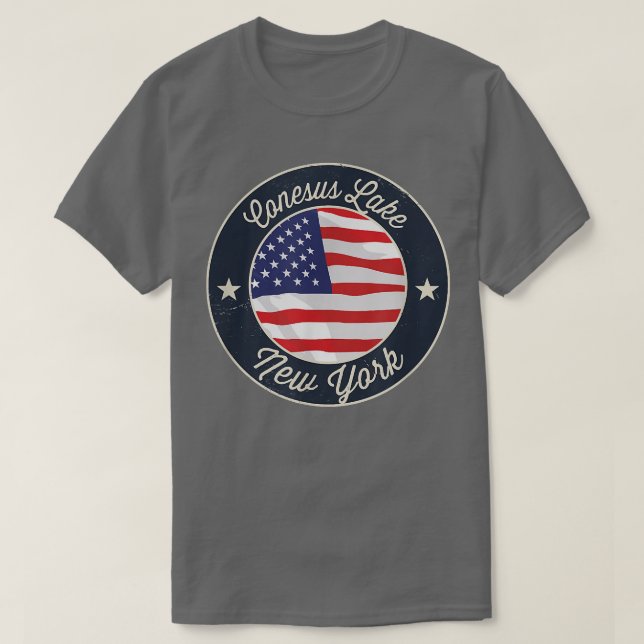 Conesus Lake - Patriotic New York Souvenir T - Shi T-Shirt (Design vorne)