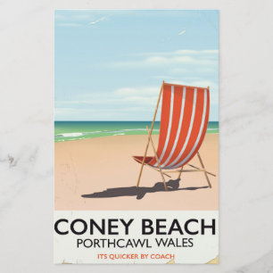 Coney Beach Porthcawl Wales Reiseplakat Briefpapier