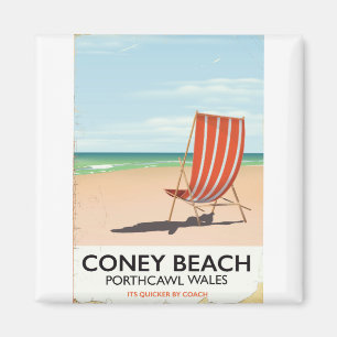 Coney Beach Porthcawl Wales Reiseplakat Magnet