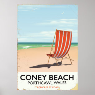 Coney Beach Porthcawl Wales Reiseplakat Poster