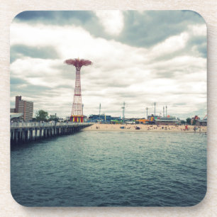 Coney Island Beach Panorama Getränkeuntersetzer