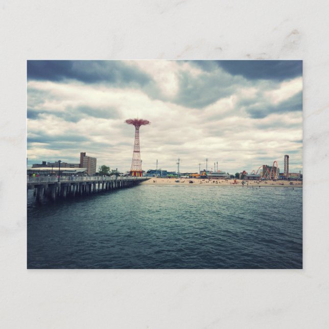 Coney Island Beach Panorama Postkarte (Vorderseite)
