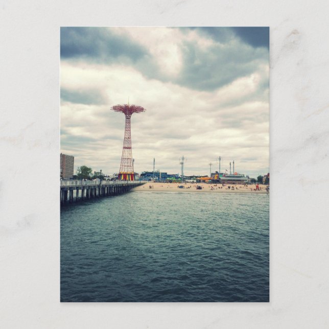 Coney Island Beach Panorama Postkarte (Vorderseite)